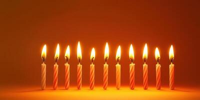 Colorful candles illuminated with vibrant flames creating a warm atmosphere during a celebratory event photo