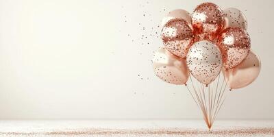 Celebration balloons with rose gold confetti perfect for special occasions and parties indoors photo
