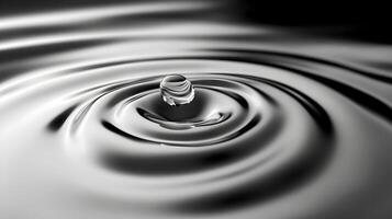 Rippling liquid surface with a floating sphere creating smooth wave patterns monochrome effect photo