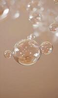 Abstract representation of spheres in suspension, delicate lighting and surface tension interplay photo