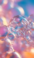 Iridescent Spheres Abstract Beauty, Mesmerizing Macro Close-Up with Ethereal Glow and Delicate Refraction photo