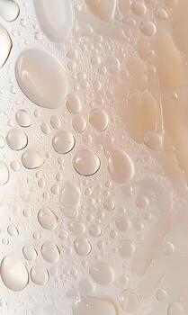 Translucent liquid droplets creating a captivating abstract design on a shimmering surface photo