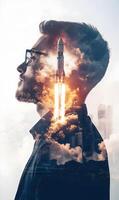 Visionary mindset fuels innovative projects, envisioning a transformative future, propelling forward photo