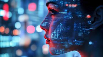 Futuristic Technology and Human Connection Blending Into the digital Age Exploration photo