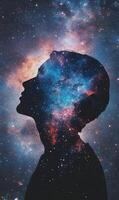 Cosmic Dreamer Contemplating Vastness of Space Inside the Human Mind Conceptually Artful photo