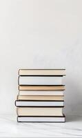 Artistic books display with modern minimalist composition and aesthetic monochrome theme photo