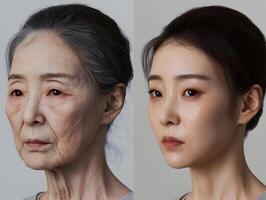 The Passage of Time Exploring the Contrasts of Age and Youthfulness on a Human Face photo