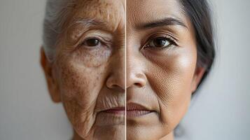 Juxtaposition of Aging A Visual Representation of Time's Passage and Skin Transformation photo