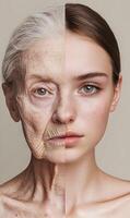 Juxtaposition of aging and youth a fascinating portrait exploring beauty and time transition photo