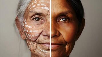 Visual juxtaposition celebrating ethnic diversity, showcasing skin tones and cultural expressions. photo