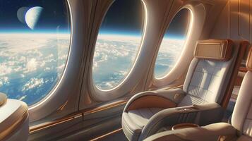 This Enjoy breathtaking views of Earth and space while traveling in a modern suborbital spaceplane. photo