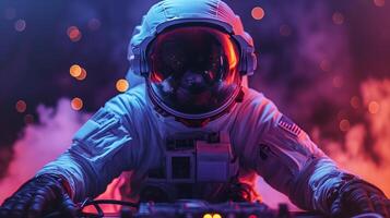 This astronaut navigates the cosmos, highlighting the excitement of space tourism and adventure. DJ photo