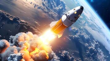 This spaceplane soars into the stratosphere, giving passengers a thrilling zero-gravity experience. photo