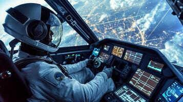 This Passengers experience thrilling views of Earth from a spaceplane cockpit. photo