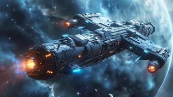 This Passengers experience zero gravity as they travel through space in a sleek spaceplane. photo