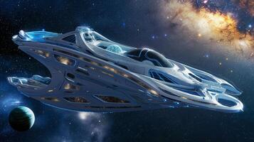 This Modern spaceplane showcases cutting-edge technology for zeroG tourist experiences in orbit. photo