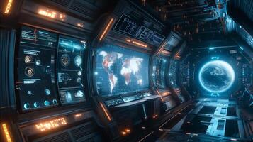 This Passengers enjoy zero-gravity sensations while gazing at Earth from the luxury space hotel. photo