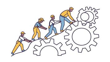 Teamwork Gears Mechanism Collaboration Progress Workers Industry Effort vector