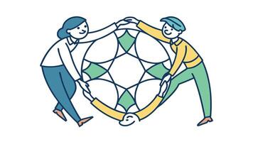 Teamwork Collaboration People Lifting Geometric Global Unity vector