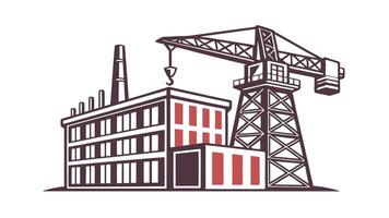 Industrial Factory Building Crane Construction Site Engineering Design vector
