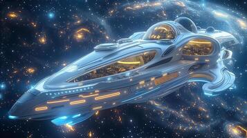 This Passengers embark on an extraordinary journey through zero gravity in a futuristic spaceplane. photo