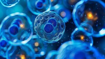 This Stem cells are shown under a microscope, illustrating their unique regenerative capabilities. photo