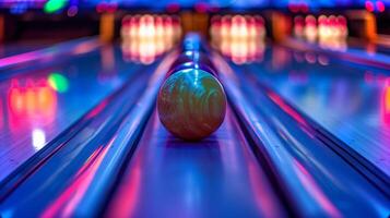 This Colorful lights shine on the lanes, with a shiny ball adding to the festive fun. photo