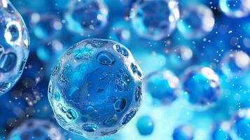 This Stem cells are depicted showcasing their regenerative capabilities in a vibrant blue environment. photo