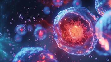 This Visual representation of stem cells illustrating their role in regeneration and healing processes. photo