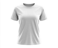 Simple white short sleeve shirt on a blank background with no design photo
