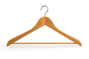 Wooden hanger for organizing clothes in a tidy closet photo