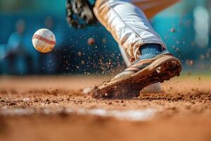 Baseball player pitches during a sunny afternoon game photo