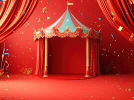 Colorful circus tent setup for an exciting performance event photo