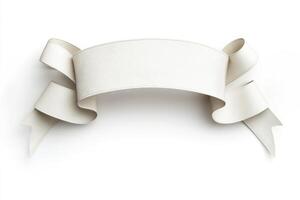 Decorative white ribbon displayed on a neutral background photo
