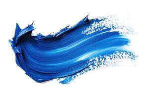 Bright blue paint stroke on a white background showing texture photo