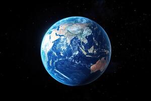 View of Earth from space highlighting oceans and continents photo