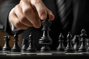 Strategic moment in a chess game during an intense match photo