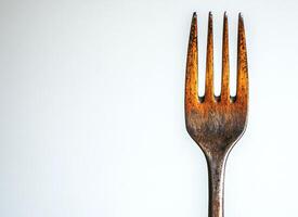 Rustic fork captured in detailed close-up with textured surface photo