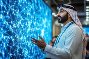 Engaging discussion on digital technology at a conference in Dubai photo