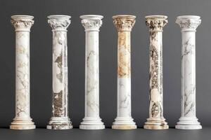 Elegant marble columns showcased in a modern exhibit setting photo