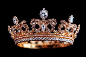 Elegant golden crown adorned with sparkling jewels photo