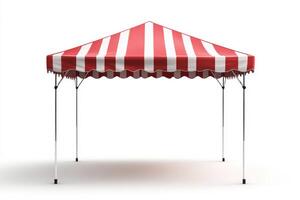 Red and white striped canopy tent for outdoor events photo