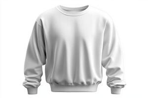 White sweatshirt displayed on plain background for fashion showcase photo