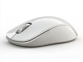 Sleek white computer mouse on a clean surface photo