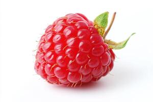 Fresh raspberry on a white background highlighting its texture photo