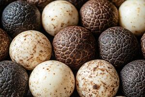 fresh whole black and white truffles close up photo