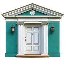 Elegant entrance of a classic home showcasing architectural details photo