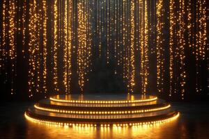 Elegant stage setup with sparkling lights for a performance photo