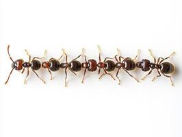 Ants marching in a line on a white background during daylight photo