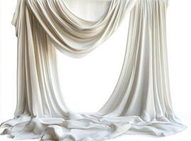Elegant white fabric drapes creating a soft, flowing backdrop photo